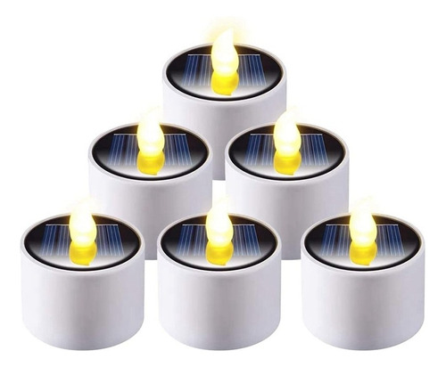 Velas De Té Solares, 6 Unidades, Recargable, Led, Sin Llama