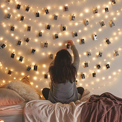 Cadena De Luces De Clip De Fotos De 33 Pies, 100 Led, C...