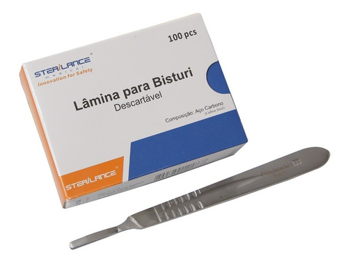 Kit Dermaplaning Lâmina C/ Caixa 100 Unidade Nº 10 E Cabo 3 