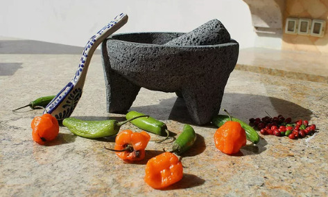 Molcajete Artesanal De Piedra Volvanica. No 8.9 Pulgadas