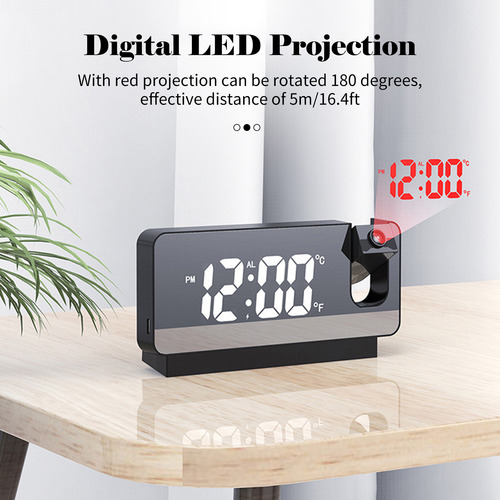 Despertador Digital De Projeção Led Com Exibição De Temperat