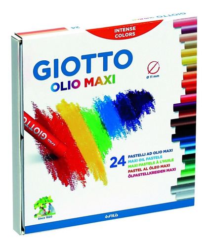 Pastel Al Oleo Maxi Giotto X 24 Colores Tiza Graso Olio Uhu