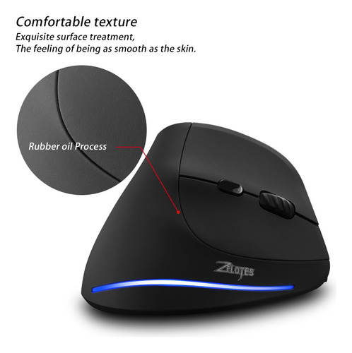 Q Mouse Vertical Ergonômico Recarregável F-35 Sem Fio