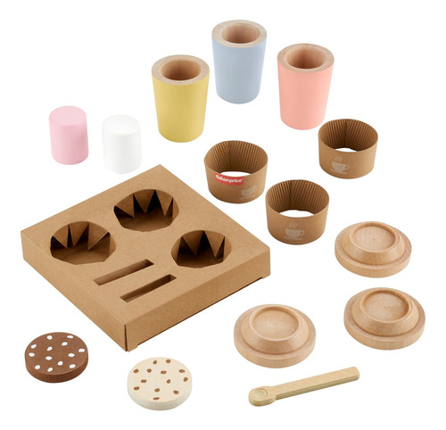 Juguete Bebé Fisher Price Set Mi Primer Capuchino D Madera Color Beige