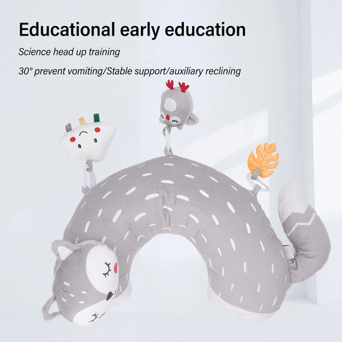 Almofada Baby Tummy Time Com Brinquedo Rattle Sensory Crawli