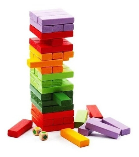 Imagen 1 de 2 de Jenga Juego De Mesa 54 Pcs De Colores Bloques
