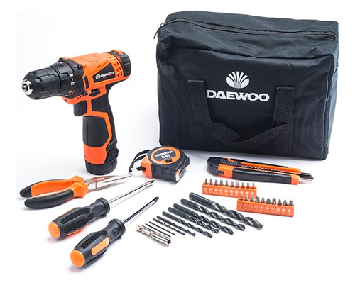Imagen 4 de 10 de Taladro Atornillador Inalambrico Con Bateria 12v Daewoo Led
