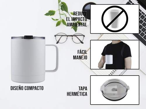 Imagen 5 de 10 de Termo 14oz De Acero Inoxidable Térmico Taza Para Café 414ml