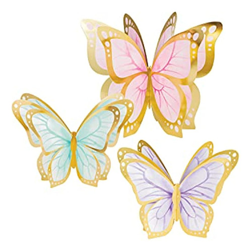 Centro De Mesa Con Mariposas Doradas, 3 Ct