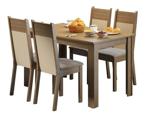 Juego De Comedor Havana Madera Con 4 Sillas - Balton Hogar