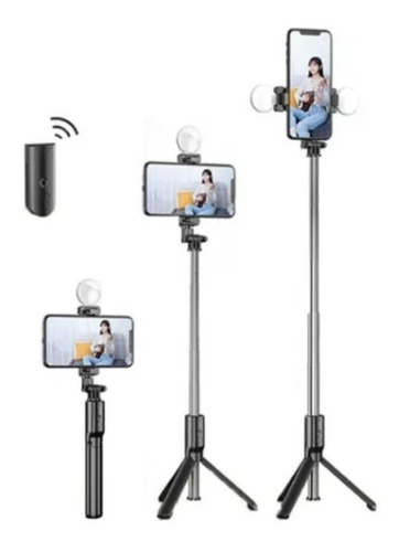 Trípode Para Celular Selfie Con Bluetooth Luz 3 Tonos 4 En 1