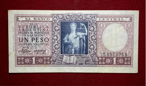Billete 1 Peso 1953 Argentina Bottero 1911 Serie B