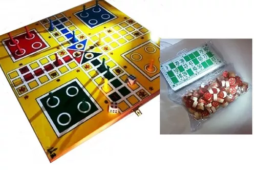 Ludo E Loto Jogo Oficial Estojo Tabuleiro Pedras Cartelas