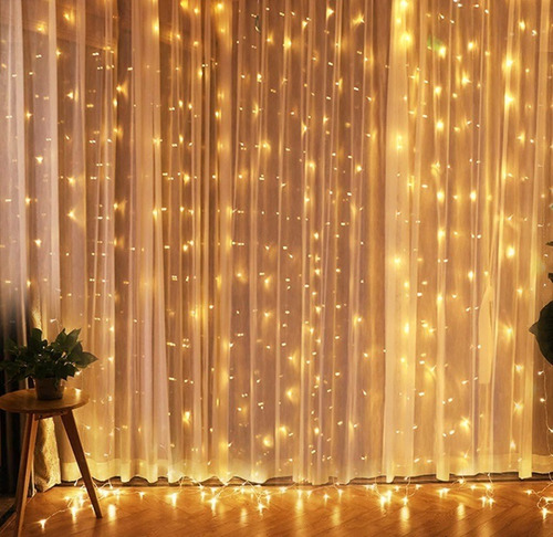 Imagen 6 de 10 de Luces Cortina Led Navideño Navidad De 3x3 Matrimonio Fiestas