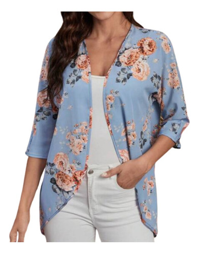 Blazer Estampado Floral Con Abertura Delantera Para Mujer