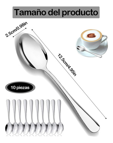 X 10 Piezas Cucharas Para Cafe, Cucharitas Para Cafe,