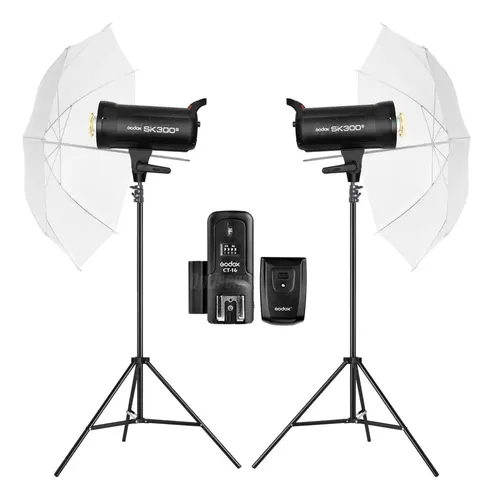 Kit 2 Flash Estúdio Godox Sk300ii 600w Completo | MercadoLivre