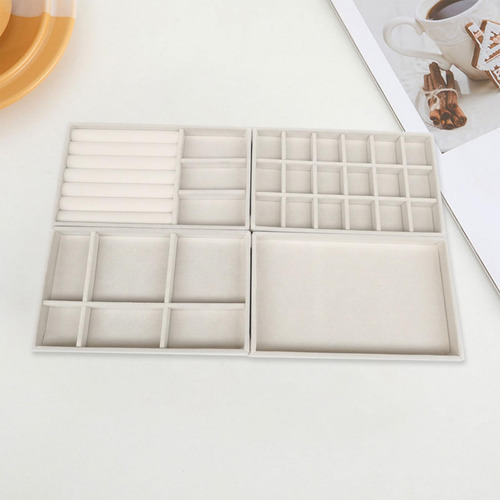 4 Bandejas Apilables Para Joyería, Organizador Beige