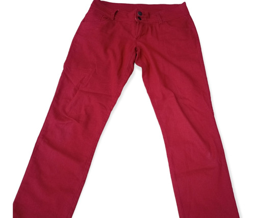 Pantalón Mujer Rojo Estilo Jean Recto Impecable 