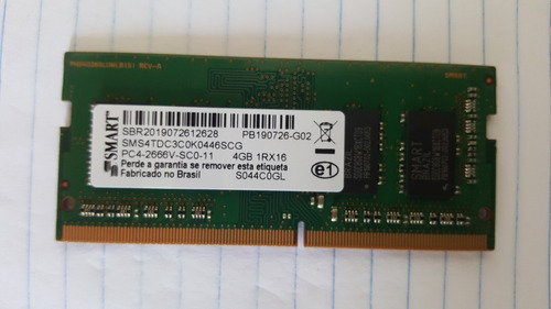 Imagem 1 de 3 de Memória Ram 4gb Ddr4 Pc4 2666mhz 1rx16 Smart