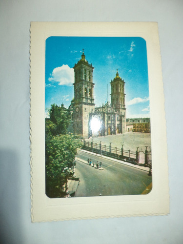 Vintage (circa 1960) Tarjeta Navideña Catedral De Puebla. B