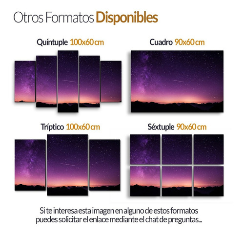 Cuadro Decorativo Moderno Lluvia Estrellas Jd-0475 G Tríptico 100x60 Cm Sin Marco
