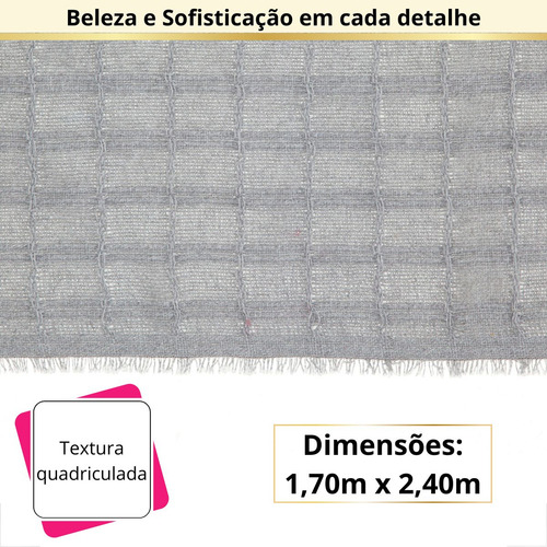 Manta Sofá Retratil 2 E 3 Lugares 170x240 Mt Grande 6 Cores Cor Cinza Desenho Quadriculado