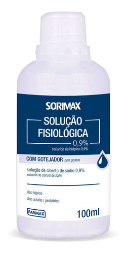 Soro Fisiológico Farmax 0,9% Cloreto De Sódio 100ml