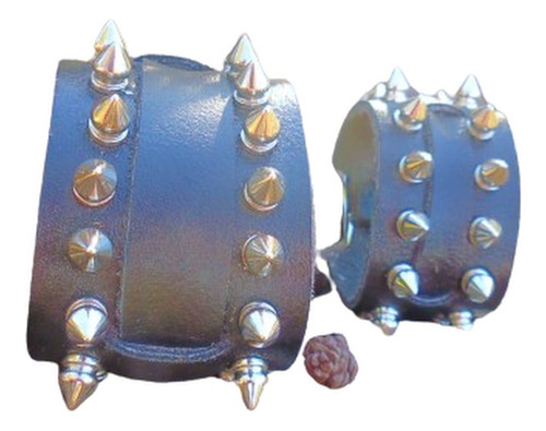 Pulsera Muñequera Cuero Natural Tachas