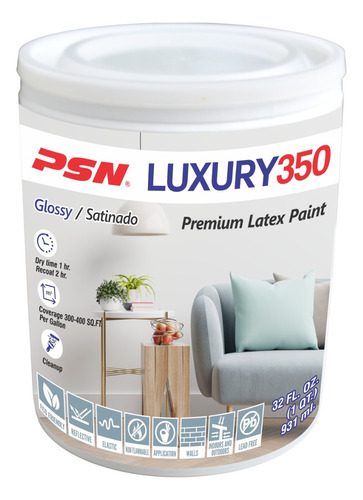 Pintura Vinilica Luxury 350 Interior Y Exterior 1l 