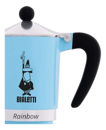 Cafetera Bialetti Rainbow 3 Tazas Color Celeste