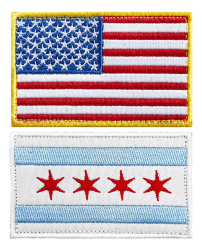 Paquete De 2 Parches De Bandera Americana De Chicago De...