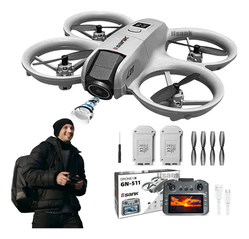 Drone Profissional L28s Pro Max Battery Motor Brushless Câmera Hd Para Fotografia Aérea, Voltar Auto + Siga-me Com 2 1800mah Baterias Controle Com Tela,drone 2.4ghz 5g Cinza