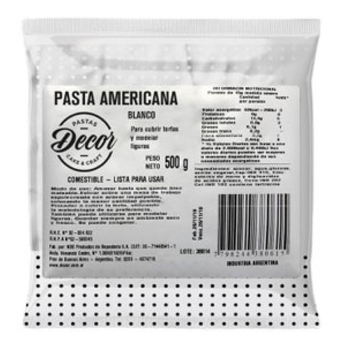 Decor Pasta Americana Blanca X 500grs