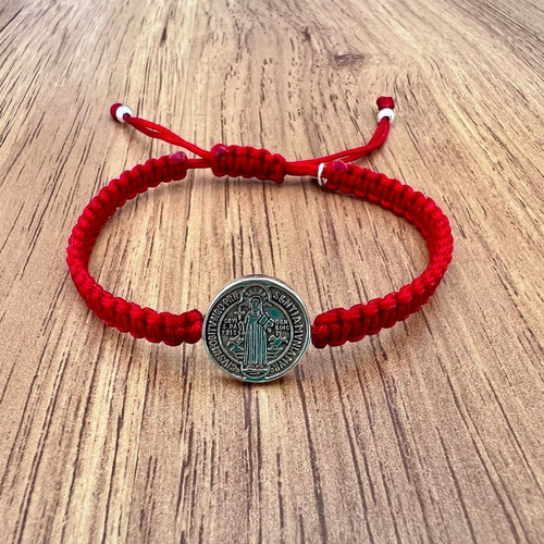 Imagen 2 de 8 de Pulsera Tejida San Benito De Plata .925 Y Oxido Agálea