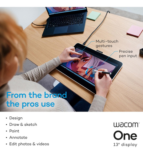 Tableta De Dibujo Wacom One 13 Con Pantalla Táctil Full Hd D