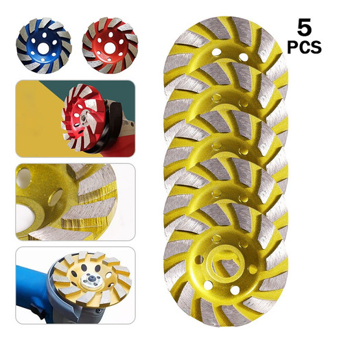 5 Unidades De 4 Polegadas Disco Diamante Desbaste Copa Grani