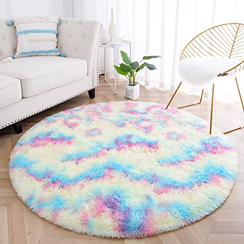 Junovo Round Rug 6x6 Pies Fluffy Soft Area Rugs For Mzr2f