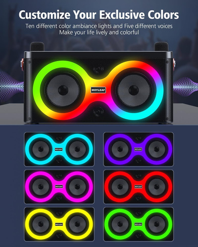 Máquina De Karaoke, Altavoz Bluetooth Portátil Con 2 Micrófo