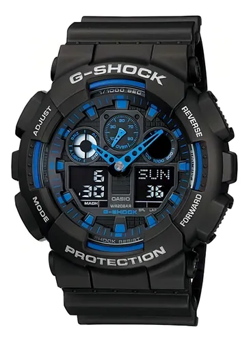 comprar Reloj pulsera Casio GA-100-1A4DR con correa de resina color negro - bisel negro\u002Fazul