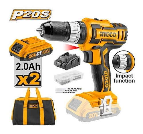 Imagen 1 de 2 de Taladro Inalámbrico Impacto Ion Litio M1/2 20v Ingco