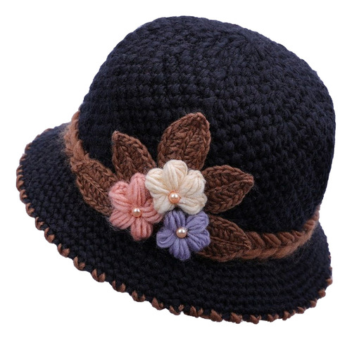 Gorro De Lana Tejida Con Flores De Invierno 2023 Para Mujer,