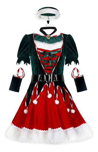 Disfraz De Elfo De Papá Noel For Mujer, Vestido De Fiesta D 2024