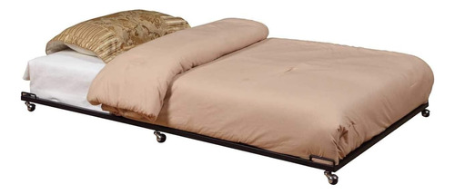 Kings Brand Cama Tamaño Individual De Metal Con Ruedas