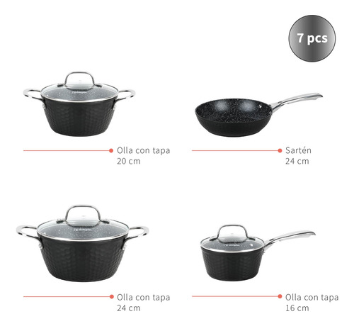 Pack Batería Copper 7pz + Set 12 Utensilios Calipso Simplit