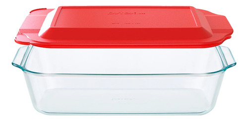 Fuente Asadera Rectangular Tapa Pyrex Deep Vidrio Temp 28cm