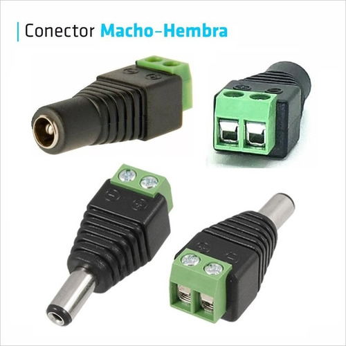 Imagen 5 de 10 de Conector Led Ficha Plug Camara Hembra Macho Tira Led Cctv