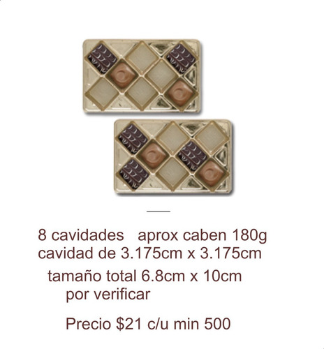Charola Inserto Chocolates Trufas 12 Cavidades Cafe, 25pza