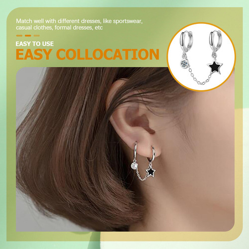 Pendientes De Cadena For Mujer, Pendientes De Doble Piercin