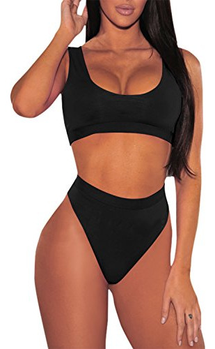 Conjunto De Bikini Corto De Cintura Alta Para Mujer